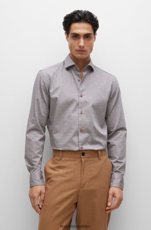 Hugo Boss brązowa koszula hugo o swobodnym kroju ze spranej bawełny typu coup¨¦ brązowy R0X0H62126