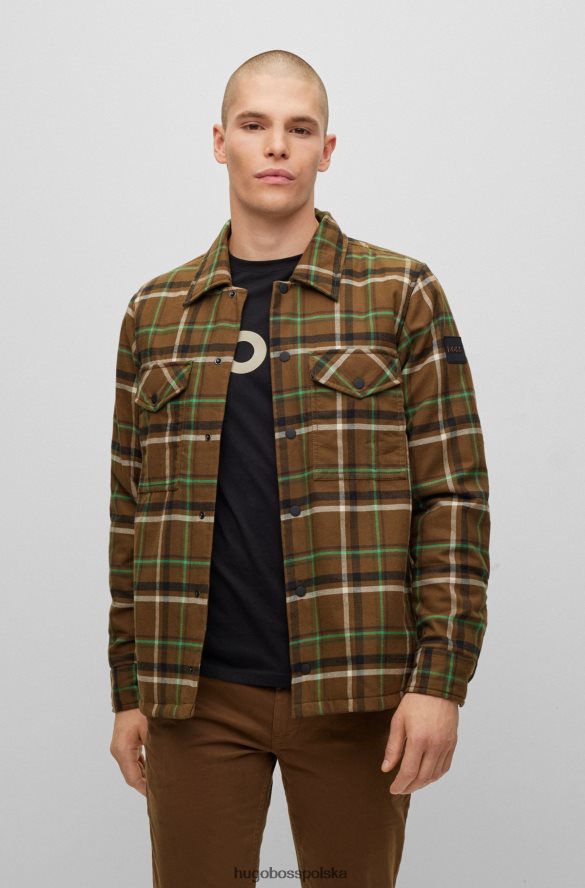 Hugo Boss brązowa, wyściełana koszula oversize o kroju oversize w gładką kratę hugo brązowy R0X0H63521