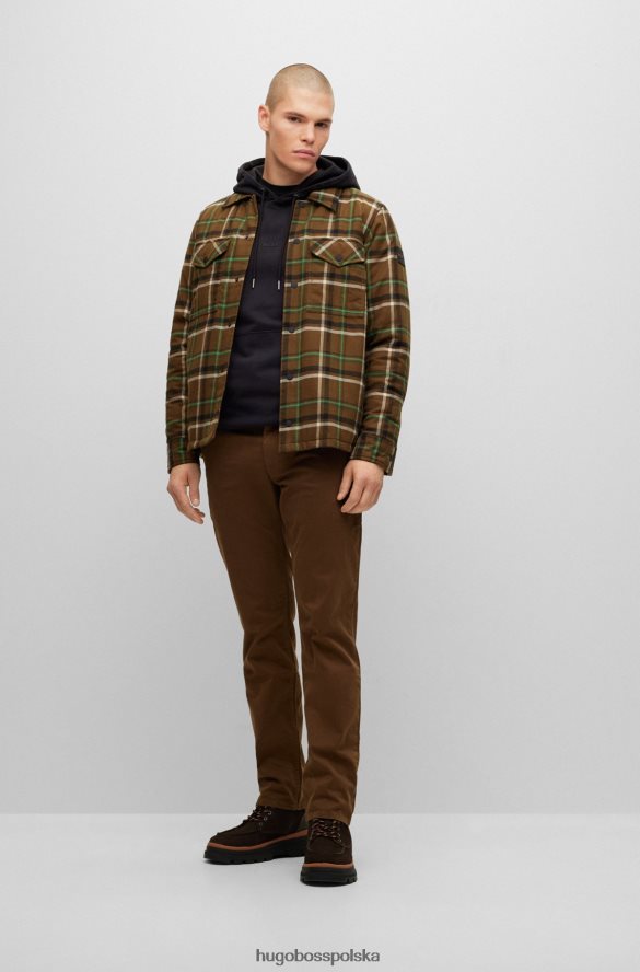 Hugo Boss brązowa, wyściełana koszula oversize o kroju oversize w gładką kratę hugo brązowy R0X0H63521