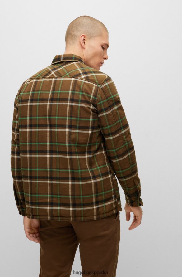 Hugo Boss brązowa, wyściełana koszula oversize o kroju oversize w gładką kratę hugo brązowy R0X0H63521