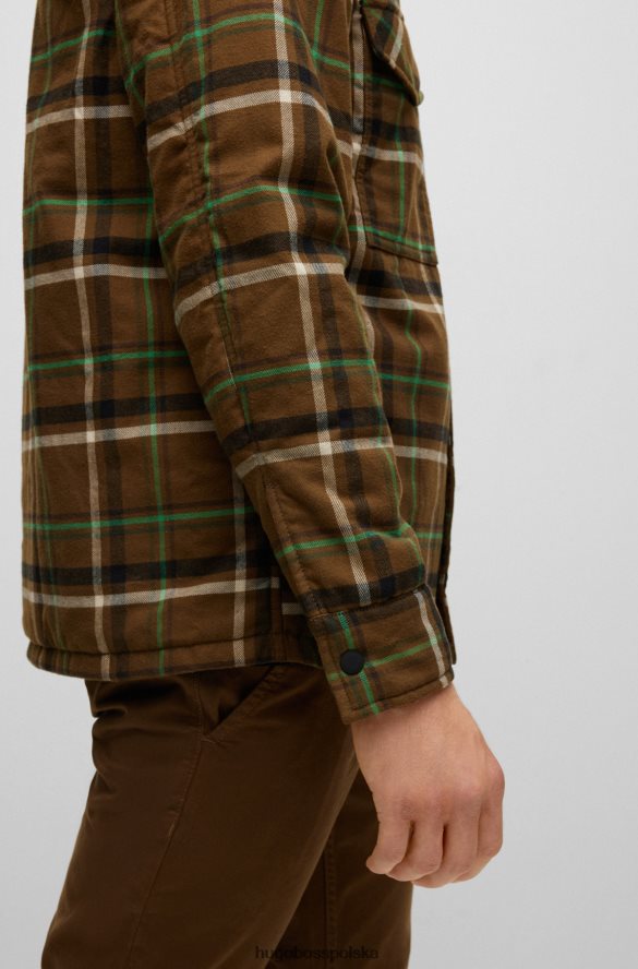Hugo Boss brązowa, wyściełana koszula oversize o kroju oversize w gładką kratę hugo brązowy R0X0H63521