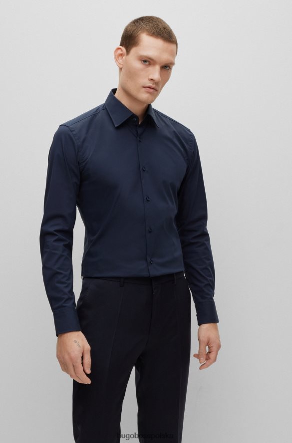 Hugo Boss ciemnoniebieska koszula Hugo o dopasowanym kroju z elastycznej bawełnianej popeliny łatwej w prasowaniu ciemny niebieski R0X0H61725