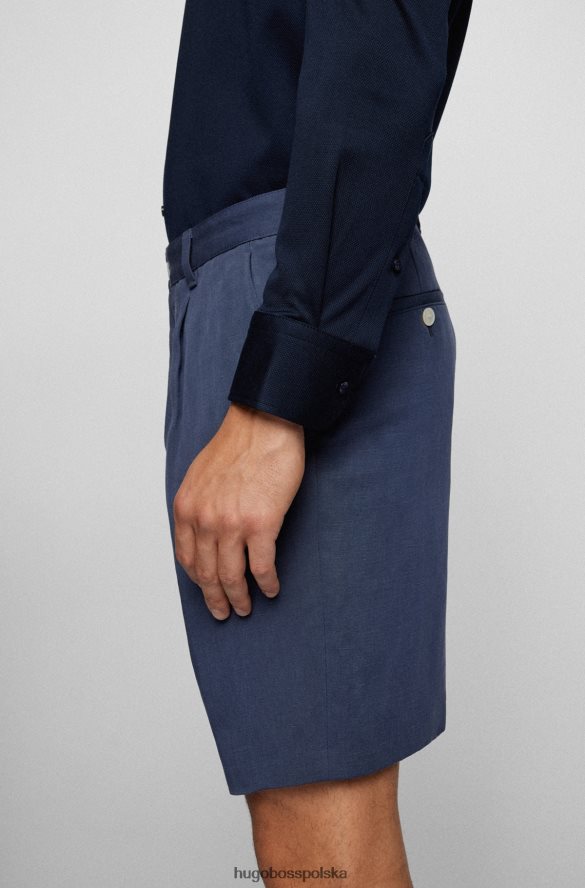 Hugo Boss ciemnoniebieska koszula Hugo o regularnym kroju, wykonana ze strukturalnego materiału superelastycznego ciemny niebieski R0X0H62378