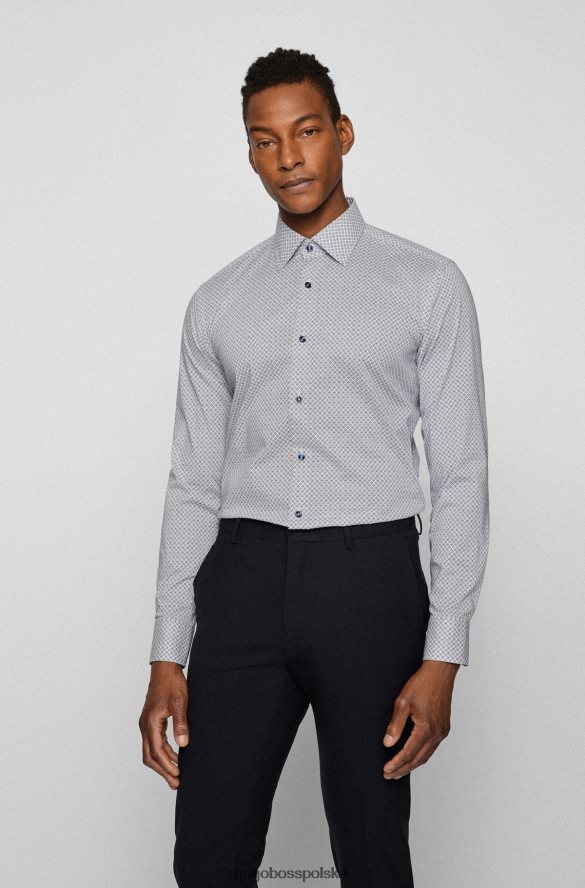 Hugo Boss ciemnoniebieska koszula o dopasowanym kroju z drukowanej włoskiej popeliny ze stretchem hugo ciemny niebieski R0X0H63939