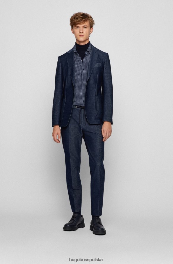 Hugo Boss ciemnoniebieska koszula o dopasowanym kroju z elastycznego dżerseju hugo z geometrycznym nadrukiem ciemny niebieski R0X0H62185