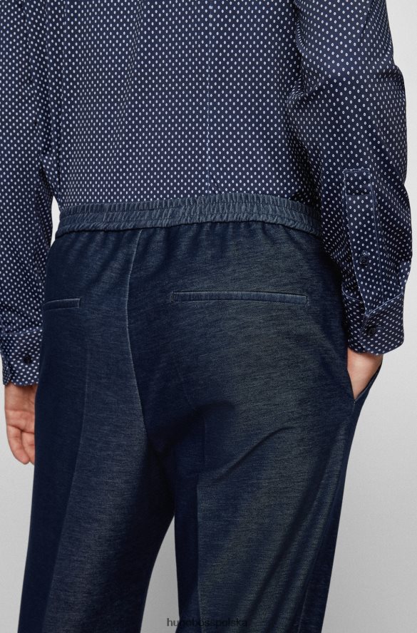 Hugo Boss ciemnoniebieska koszula o dopasowanym kroju z elastycznego dżerseju hugo z geometrycznym nadrukiem ciemny niebieski R0X0H62185