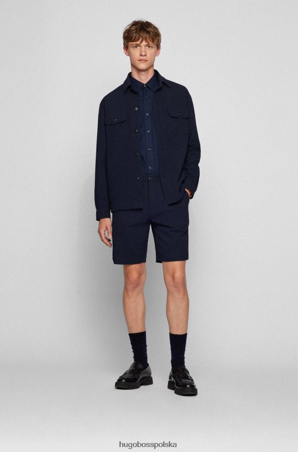Hugo Boss ciemnoniebieska koszula o dopasowanym kroju z logo, z bawełnianej popeliny hugo ciemny niebieski R0X0H63432