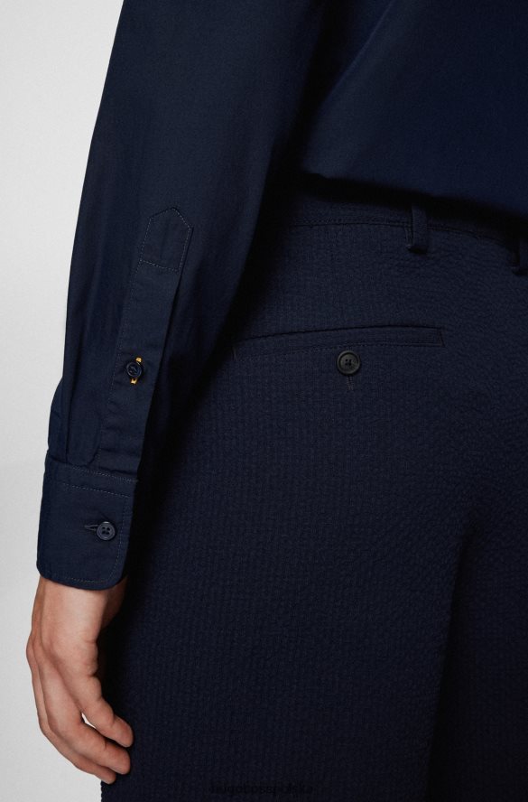 Hugo Boss ciemnoniebieska koszula o dopasowanym kroju z logo, z bawełnianej popeliny hugo ciemny niebieski R0X0H63432