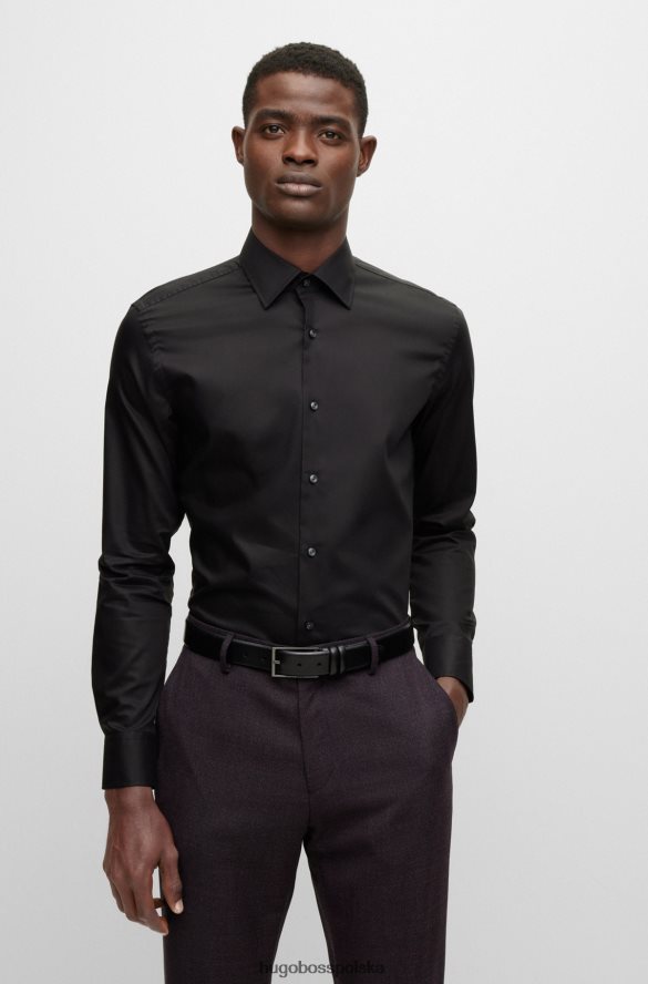 Hugo Boss czarna koszula Hugo o dopasowanym kroju z bawełnianej popeliny łatwej w prasowaniu czarny R0X0H63088