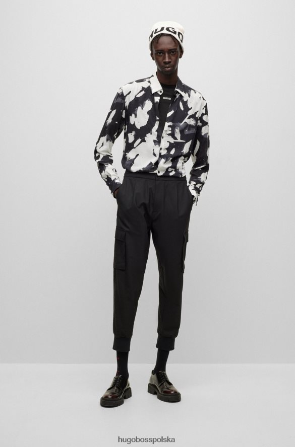 Hugo Boss czarna koszula Hugo o dopasowanym kroju z drukowanej popeliny czarny R0X0H64456
