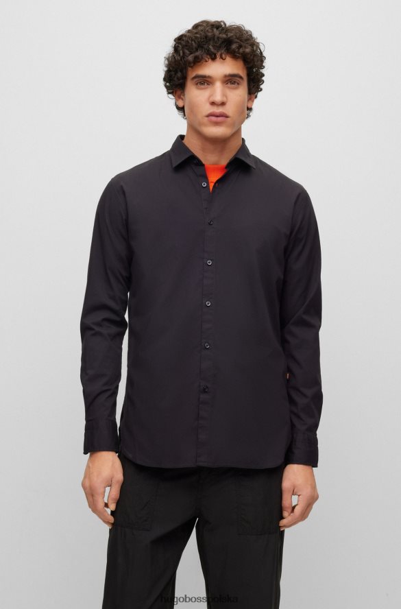 Hugo Boss czarna koszula Hugo o dopasowanym kroju z elastycznej bawełnianej popeliny czarny R0X0H61935