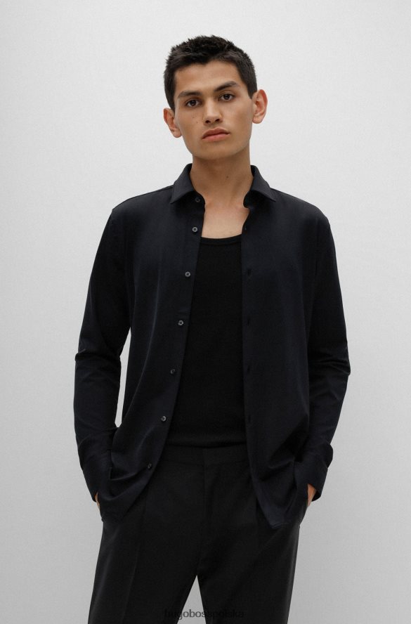 Hugo Boss czarna koszula hugo o bardzo dopasowanym kroju z elastycznego jerseyu czarny R0X0H64286