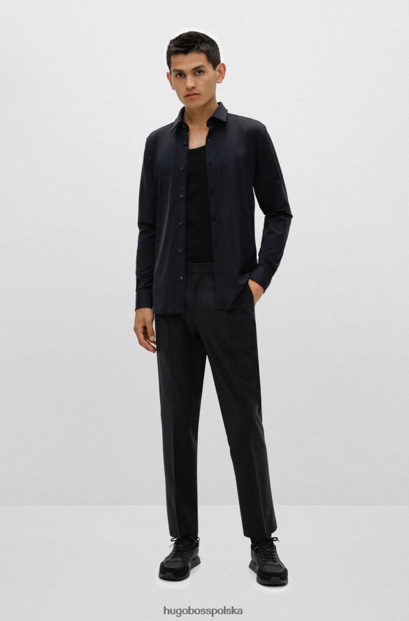 Hugo Boss czarna koszula hugo o bardzo dopasowanym kroju z elastycznego jerseyu czarny R0X0H64286