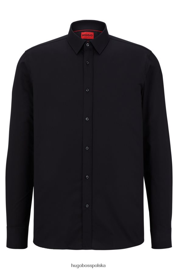 Hugo Boss czarna koszula hugo o bardzo dopasowanym kroju z elastycznej bawełnianej popeliny czarny R0X0H63674