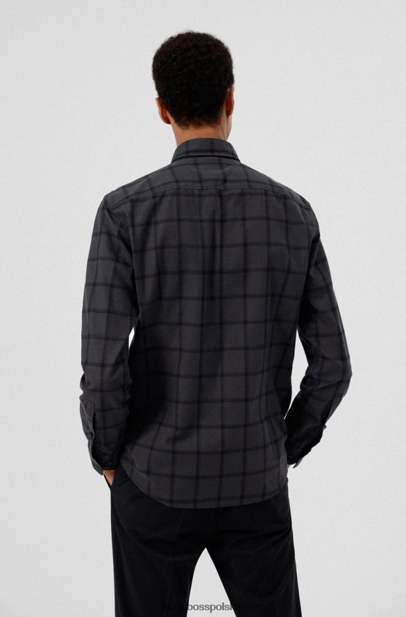 Hugo Boss czarna koszula hugo o dopasowanym kroju w kratkę z czerwoną metką z logo czarny R0X0H64384