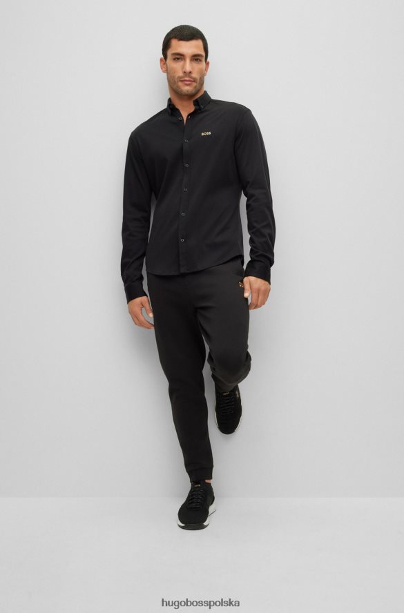 Hugo Boss czarna koszula hugo o regularnym kroju z bawełnianej piki z logo czarny R0X0H62219