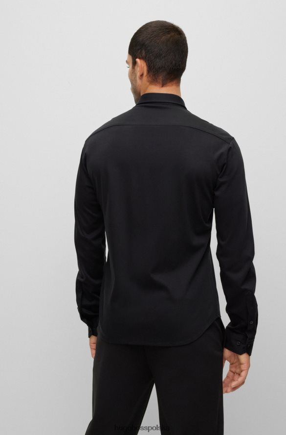 Hugo Boss czarna koszula hugo o regularnym kroju z bawełnianej piki z logo czarny R0X0H62219