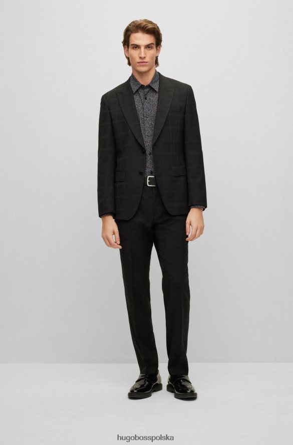 Hugo Boss czarna koszula o dopasowanym kroju z drukowanej bawełnianej popeliny hugo czarny R0X0H63419