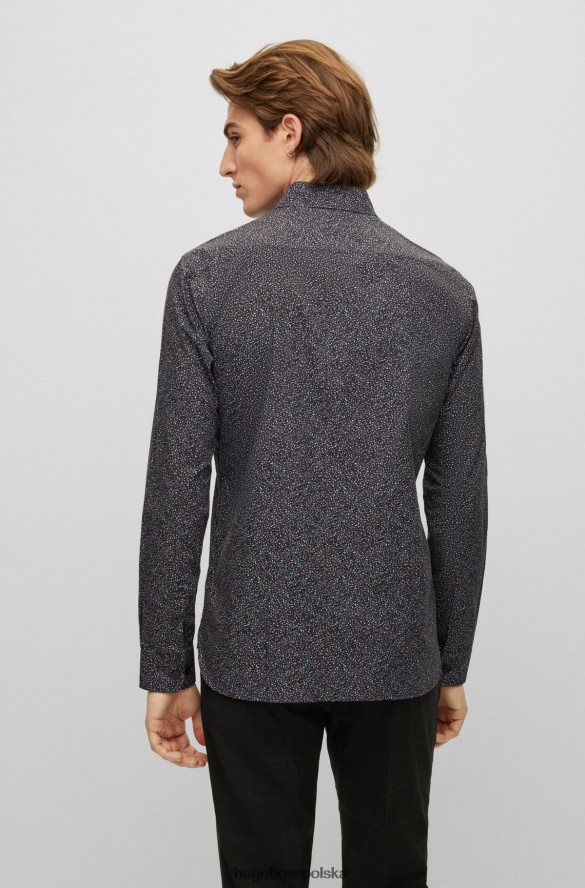 Hugo Boss czarna koszula o dopasowanym kroju z drukowanej bawełnianej popeliny hugo czarny R0X0H63419