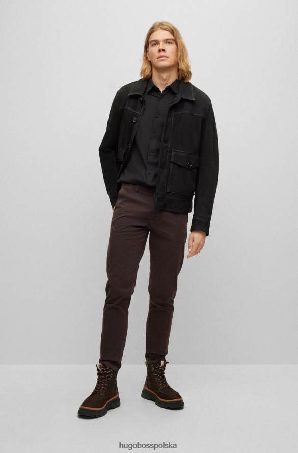 Hugo Boss czarna koszula slim-fit z bawełnianego dżerseju z gumowanymi guzikami hugo czarny R0X0H61516