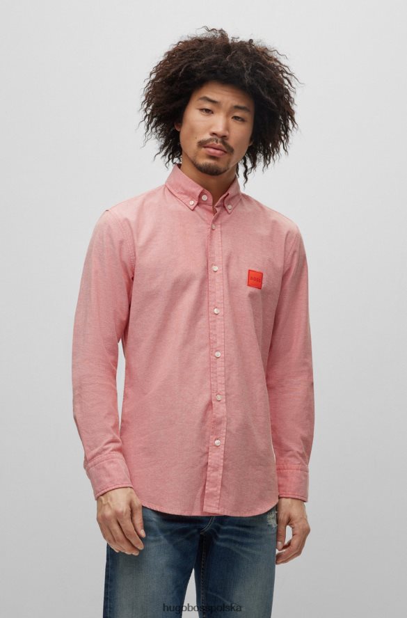 Hugo Boss jasnoczerwona koszula o dopasowanym kroju z elastycznej bawełny oxford hugo jasnoczerwony R0X0H61729