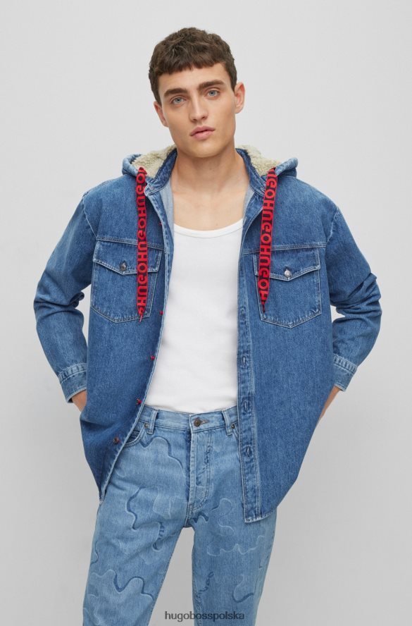 Hugo Boss jasnoniebieska dżinsowa koszula oversize o kroju oversize z kapturem z pluszową podszewką hugo jasny niebieski R0X0H63873