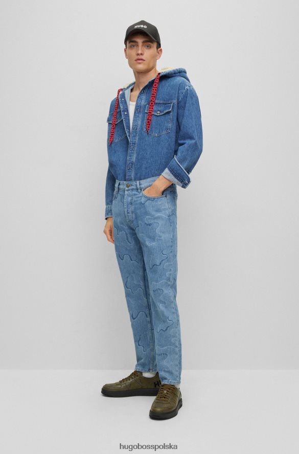 Hugo Boss jasnoniebieska dżinsowa koszula oversize o kroju oversize z kapturem z pluszową podszewką hugo jasny niebieski R0X0H63873