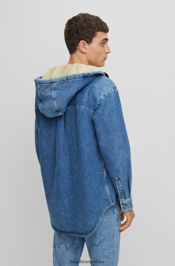 Hugo Boss jasnoniebieska dżinsowa koszula oversize o kroju oversize z kapturem z pluszową podszewką hugo jasny niebieski R0X0H63873