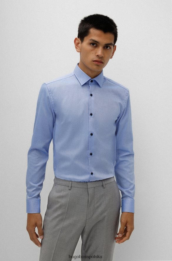 Hugo Boss jasnoniebieska koszula Hugo o dopasowanym kroju z łatwej w prasowaniu bawełny oxford jasny niebieski R0X0H63850