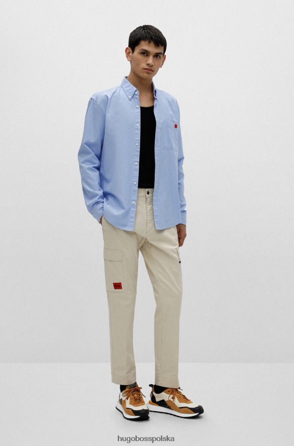 Hugo Boss jasnoniebieska koszula Hugo o dopasowanym kroju z bawełny z czerwoną metką z logo jasny niebieski R0X0H62594