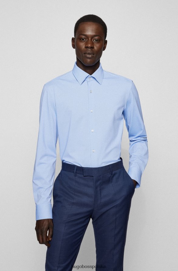 Hugo Boss jasnoniebieska koszula Hugo o dopasowanym kroju z elastycznego jerseyu Dobby jasny niebieski R0X0H61352