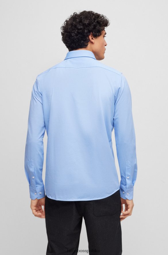 Hugo Boss jasnoniebieska koszula Hugo o regularnym kroju ze strukturalnego dżerseju z mieszanki zawierającej bawełnę jasny niebieski R0X0H63875