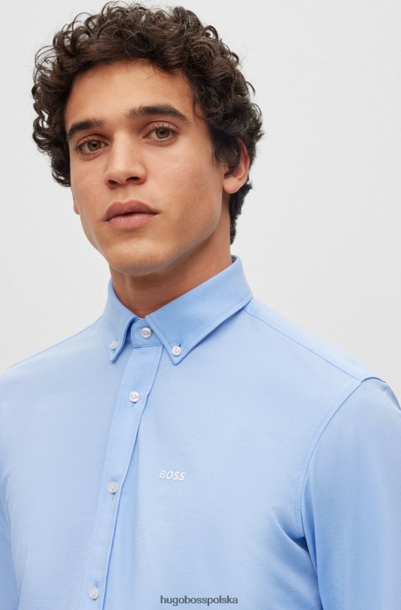 Hugo Boss jasnoniebieska koszula Hugo o regularnym kroju ze strukturalnego dżerseju z mieszanki zawierającej bawełnę jasny niebieski R0X0H63875