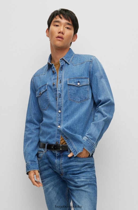 Hugo Boss jasnoniebieska koszula Hugo o swobodnym kroju z denimu z czystej bawełny jasny niebieski R0X0H64317