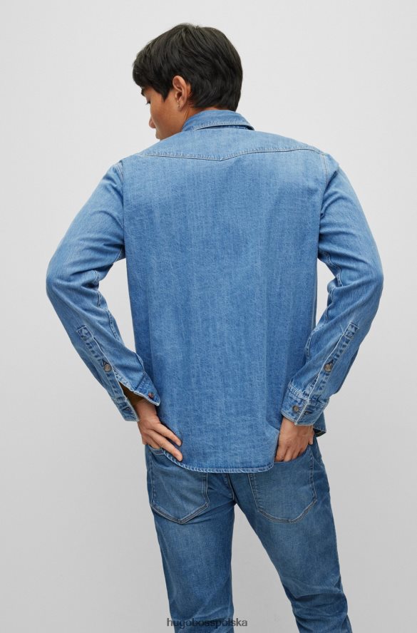Hugo Boss jasnoniebieska koszula Hugo o swobodnym kroju z denimu z czystej bawełny jasny niebieski R0X0H64317