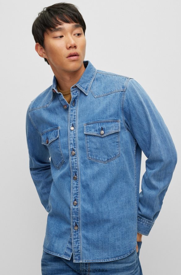 Hugo Boss jasnoniebieska koszula Hugo o swobodnym kroju z denimu z czystej bawełny jasny niebieski R0X0H64317