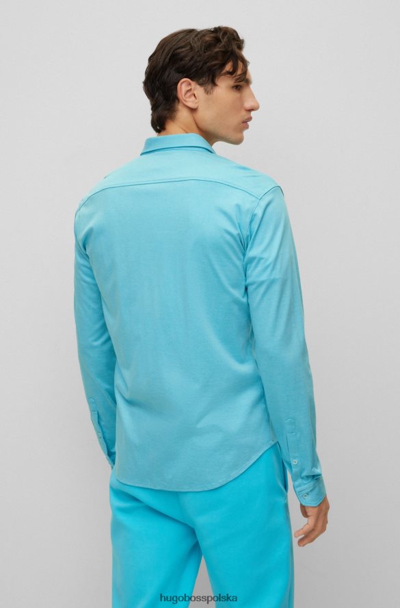 Hugo Boss jasnoniebieska koszula hugo o regularnym kroju z bawełnianej piki z logo jasny niebieski R0X0H62220