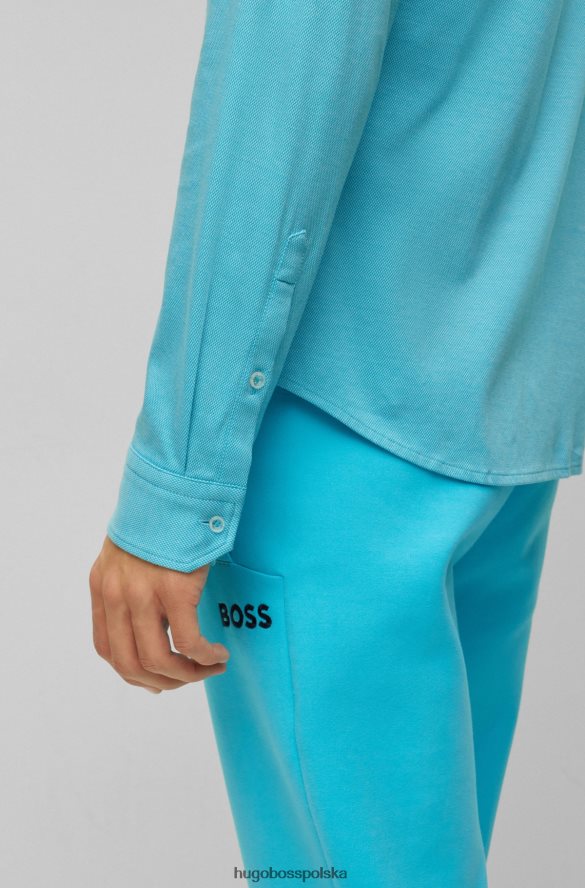 Hugo Boss jasnoniebieska koszula hugo o regularnym kroju z bawełnianej piki z logo jasny niebieski R0X0H62220