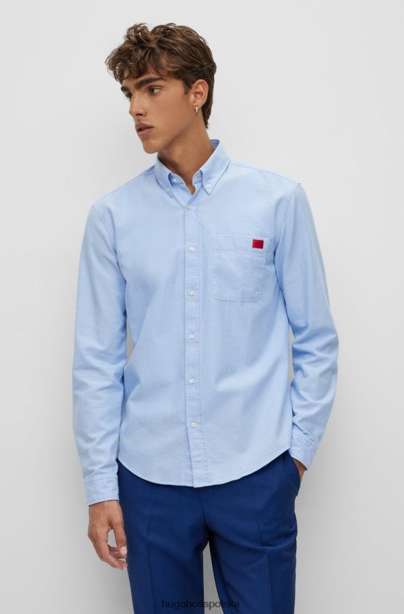 Hugo Boss jasnoniebieska koszula hugo oxford z bawełny slim-fit z tkaną metką z logo jasny niebieski R0X0H62922