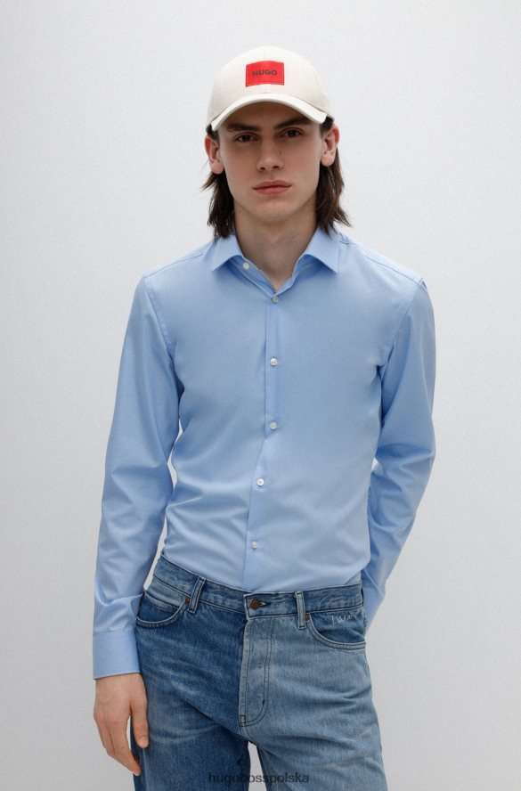 Hugo Boss jasnoniebieska koszula hugo slim fit z łatwej w prasowaniu bawełnianej popeliny jasny niebieski R0X0H61597