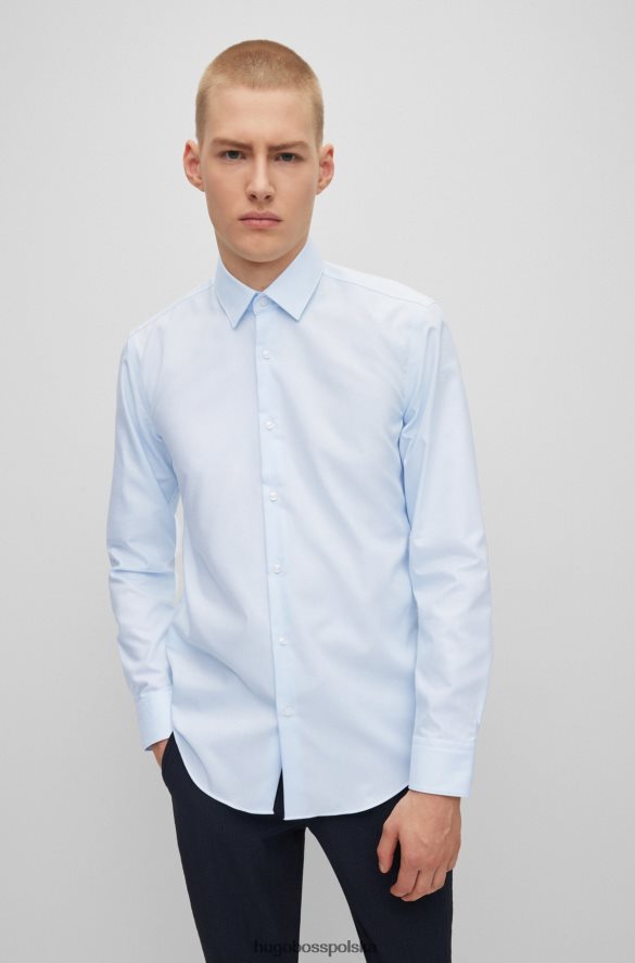 Hugo Boss jasnoniebieska koszula o dopasowanym kroju hugo z wysokowydajnej bawełny strukturalnej jasny niebieski R0X0H64247