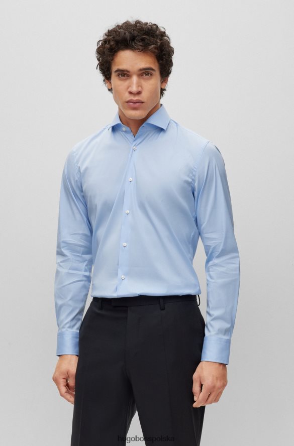 Hugo Boss jasnoniebieska koszula o dopasowanym kroju z łatwej w prasowaniu popeliny hugo z domieszką bawełny jasny niebieski R0X0H61945