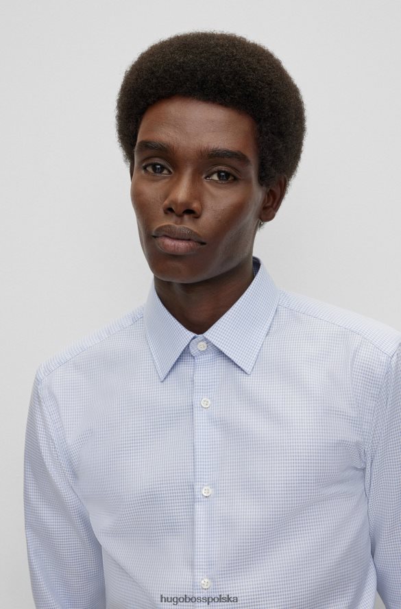 Hugo Boss jasnoniebieska koszula o dopasowanym kroju z organicznej bawełny w kratkę hugo, która nie wymaga prasowania jasny niebieski R0X0H64546