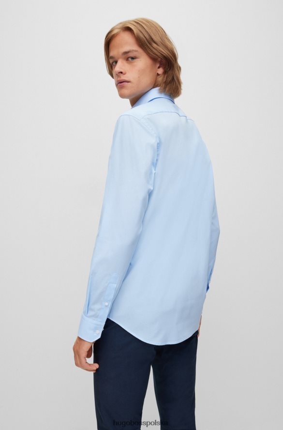 Hugo Boss jasnoniebieska koszula o regularnym kroju z łatwej w prasowaniu elastycznej bawełnianej popeliny hugo jasny niebieski R0X0H61601