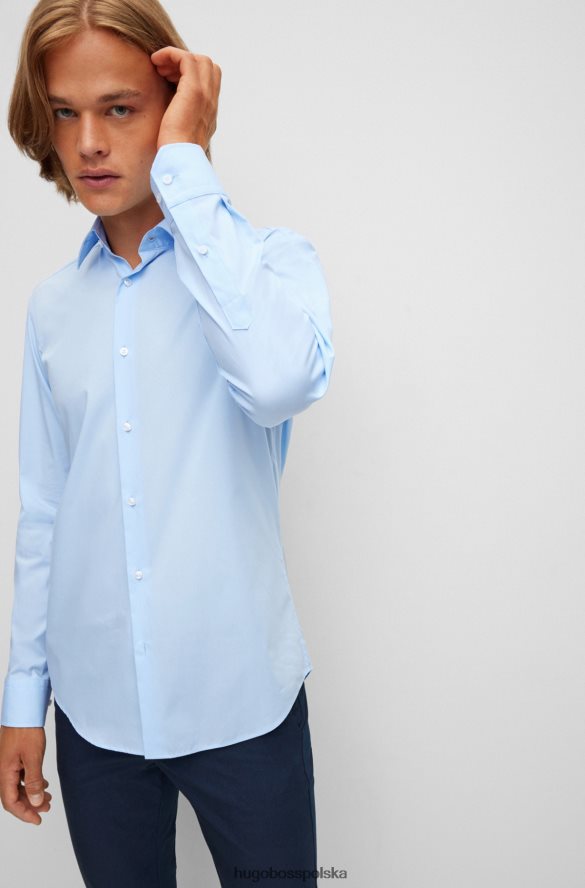Hugo Boss jasnoniebieska koszula o regularnym kroju z łatwej w prasowaniu elastycznej bawełnianej popeliny hugo jasny niebieski R0X0H61601
