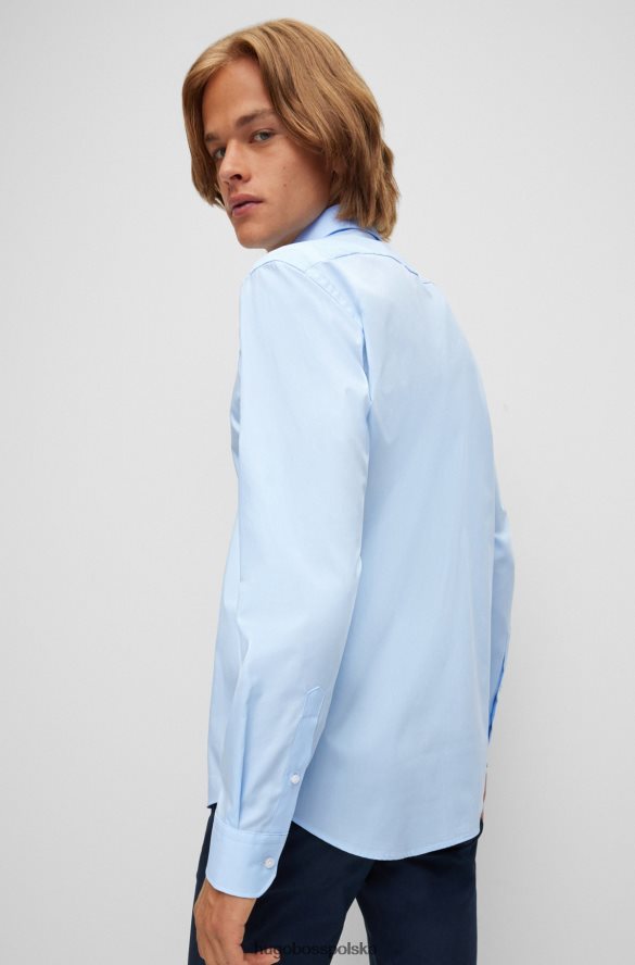 Hugo Boss jasnoniebieska koszula o regularnym kroju z łatwej w prasowaniu elastycznej bawełnianej popeliny hugo jasny niebieski R0X0H61601
