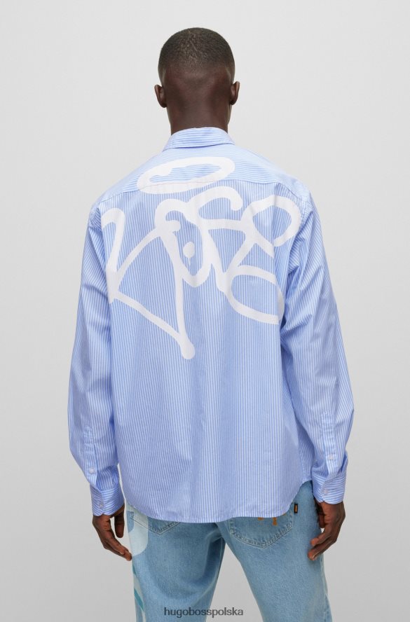Hugo Boss jasnoniebieska koszula o swobodnym kroju z długim rękawem i grafiką graffiti hugo jasny niebieski R0X0H63578