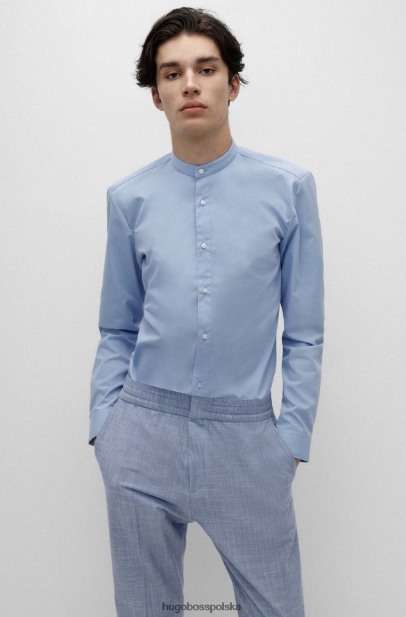 Hugo Boss jasnoniebieska koszula slim fit, łatwa w prasowaniu, ze stójką hugo jasny niebieski R0X0H64010
