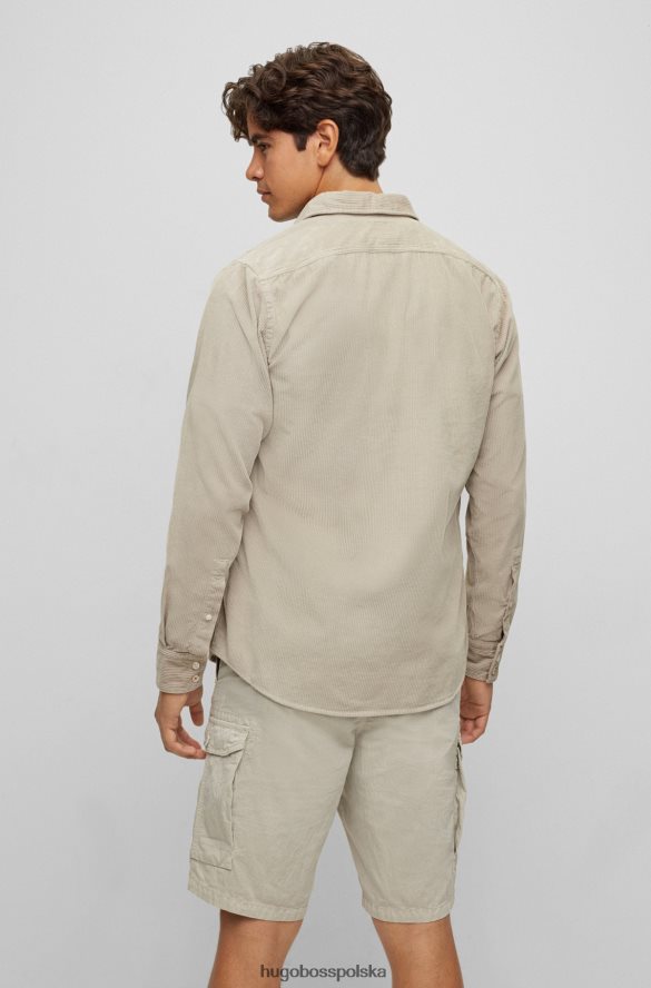 Hugo Boss jasnoszara koszula Hugo o regularnym kroju z bawełnianego sztruksu jasnoszary R0X0H63598