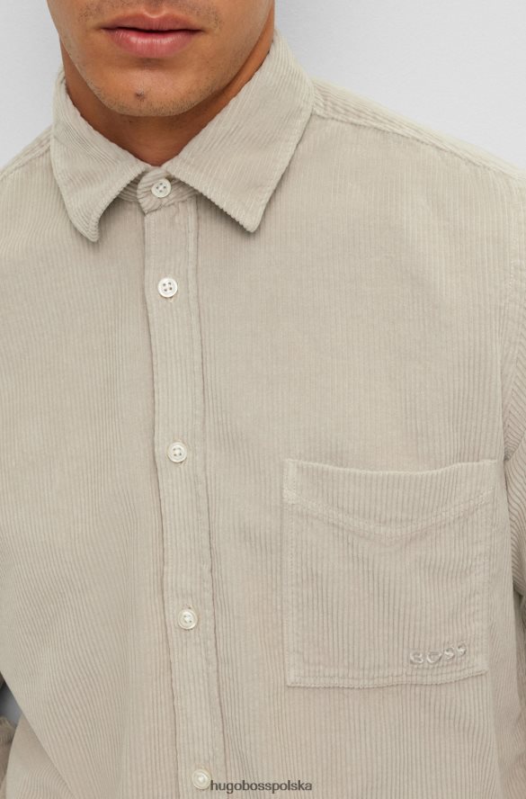 Hugo Boss jasnoszara koszula Hugo o regularnym kroju z bawełnianego sztruksu jasnoszary R0X0H63598